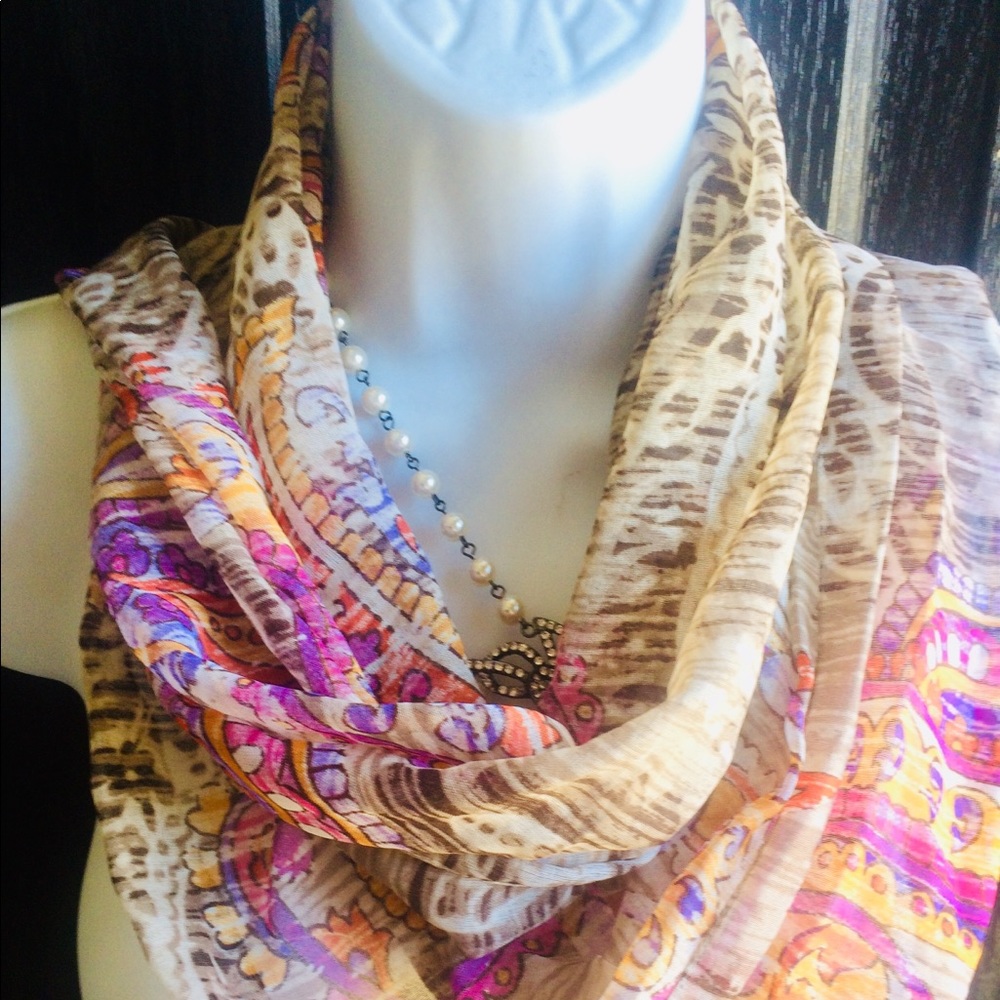 Fleur De Lis Silk Scarf-Handmade